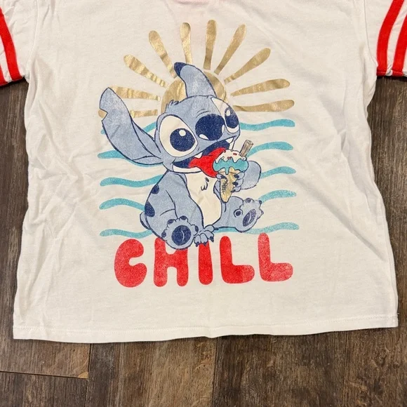 Disney Kids White Tee with Red Accents and Stitch Graphic - Picture 3 of 9